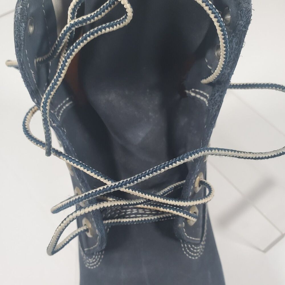 Timberland Men’s Premium 6-Inch Waterproof Boots 8.5M Navy Nubuck White Collar - Picture 13 of 16